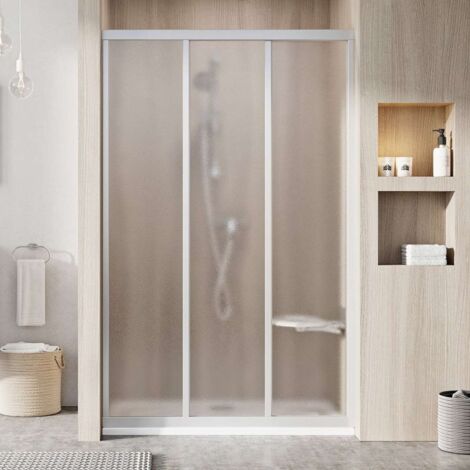 Ravak Supernova - Puerta de ducha en tres partes ASDP3-100, 97-101 cm, satinada/vidrio Grape 00VA0UR2ZG