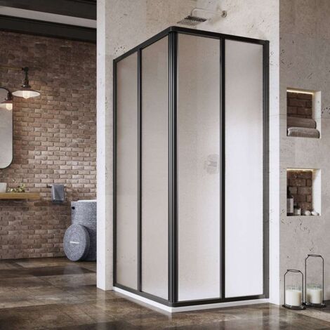 Ravak Supernova - Puerta de ducha SRV2-90 S, 87-89 cm, negro/vidrio Grape 14V703O2ZG