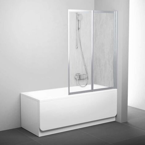 Ravak Supernova - Schermo da bagno pieghevole in due parti VS2 105, 105x140 cm, satinato/Rain 796M0U0041