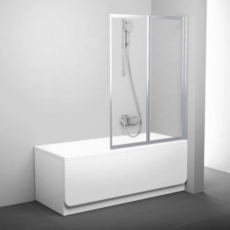 Ravak Supernova - Schermo da bagno pieghevole in due parti VS2 105, 105x140 cm, vetro satinato/trasparente 796M0U00Z1