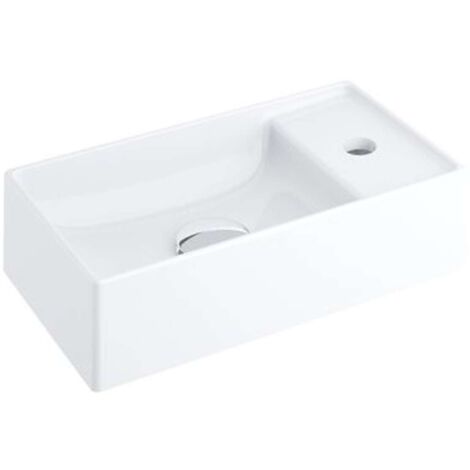 Ravak Veda 400 - Lavabo Slim, 40x22 cm, con 1 foro per rubinetto, bianco XJX01240000