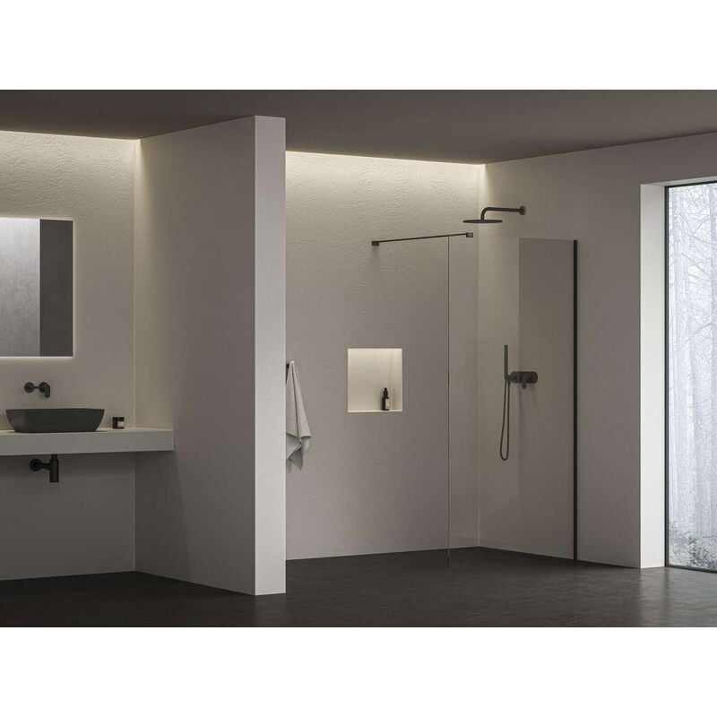 Walk-In - Paroi de douche Walk-In, 120x200 cm, noir/verre clair GW9WG0300Z1C - Ravak