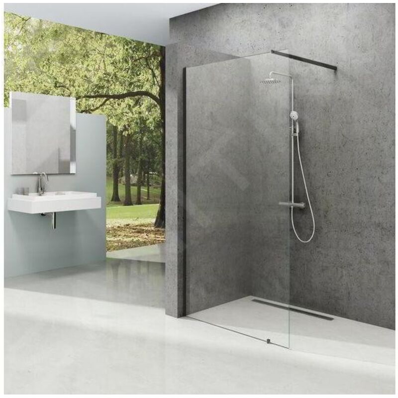 Walk-In - Paroi de douche Walk-in Wall 100, 100x200 cm, noir/verre transparent GW9WA0300Z1 - Ravak