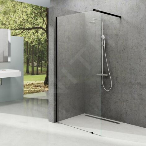 Ravak Walk-In - Paroi de douche Walk-in Wall 140, 1400x2000 mm, noir/verre transparent GW9WM0300Z1