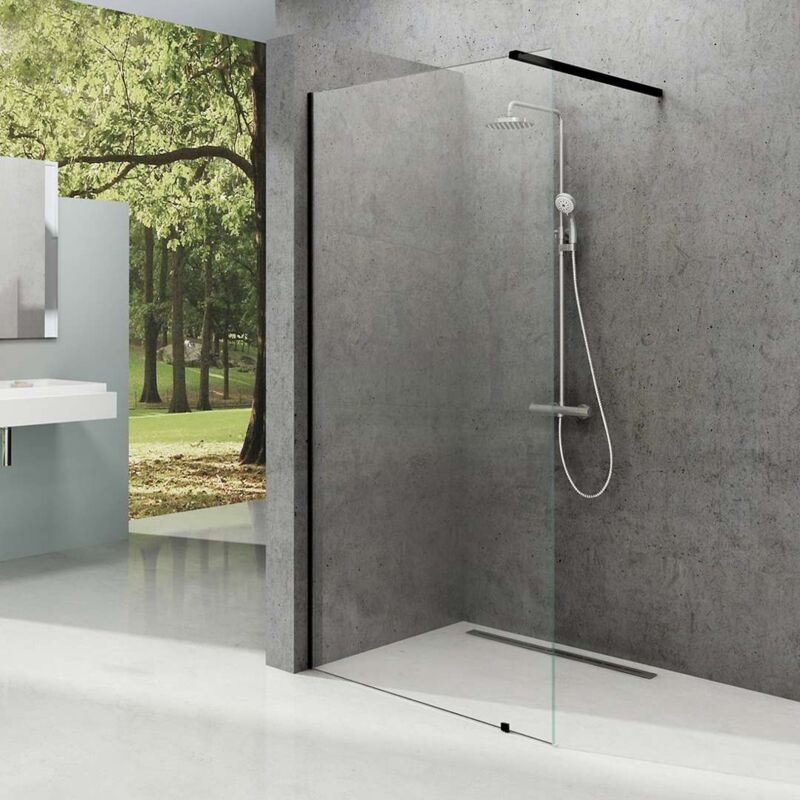 Walk-In - Paroi de douche Walk-in Wall 140, 140x200 cm, noir/verre transparent GW9WM0300Z1 - Ravak