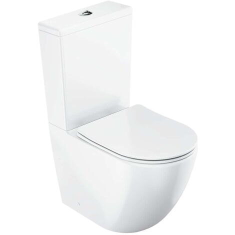 Ravak - WC combinado con asiento SoftClose, desagüe vario, llenado lateral, RimOff, blanco X01870