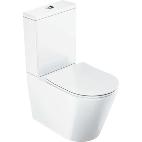 Ravak - WC combinado con asiento SoftClose, desagüe vario, llenado lateral, RimOff, blanco X01872