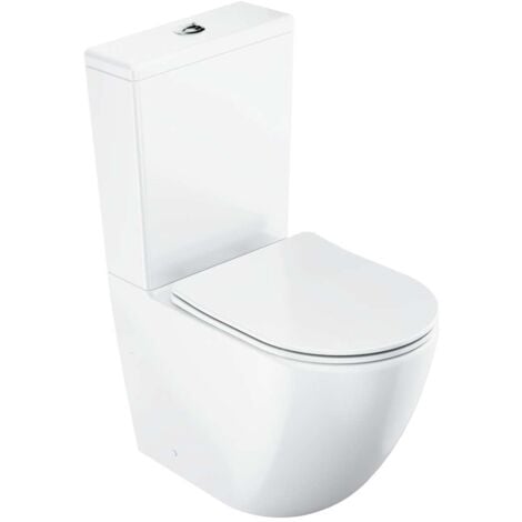 Ravak - WC-Kombi mit SoftClose-Sitz, Vario-Abgang, Wasseranschluss unten, RimOff, weiß X01870