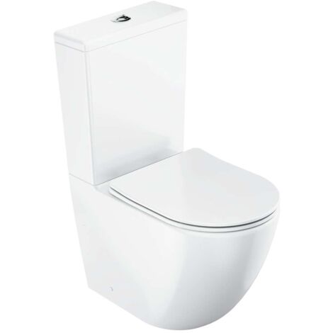 Ravak - WC monoblocco con copriwater SoftClose, scarico Vario, ingresso laterale, RimOff, bianco X01870