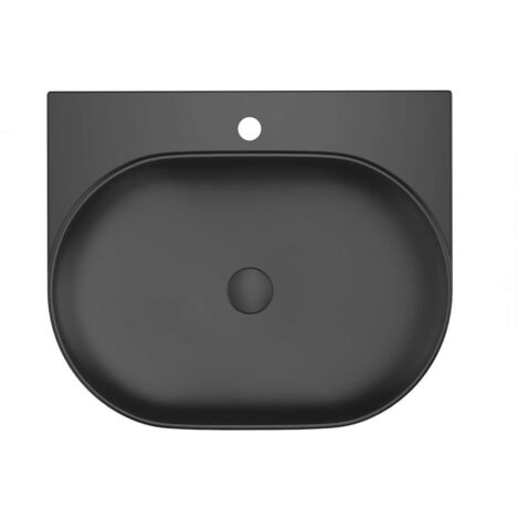 Ravak Yard - Lavabo 61x50 cm, sin rebosadero, agujero para grifo, negro mate XJX0D260002