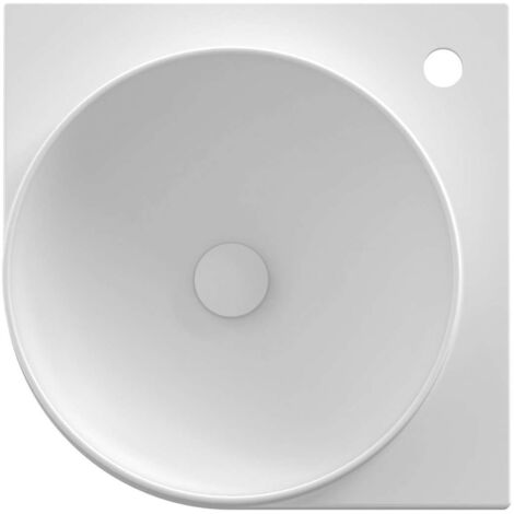 Ravak Yard - Lavabo ad angolo, 45x45 cm, senza troppopieno, foro per rubinetto, bianco opaco XJX0E245001