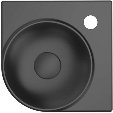 Ravak Yard - Lavabo angolare 28x28 cm, senza sfioratore, apertura per miscelatore, nero opaco XJX0D228000