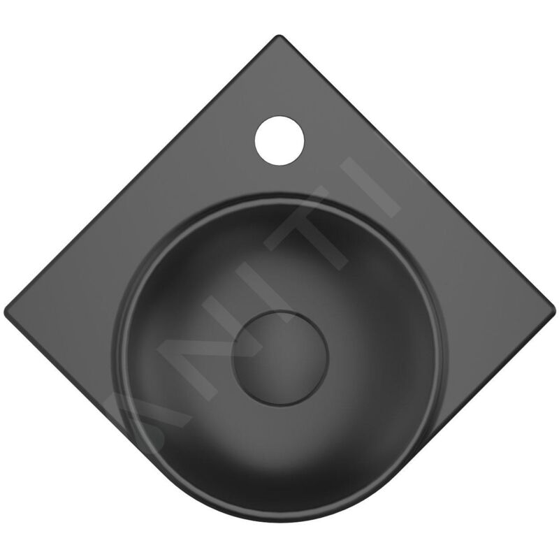 Ravak Yard - Lavabo d'angle 28x28 cm, sans trop-plein, ouverture pour mitigeur, noir mat XJX0D228000