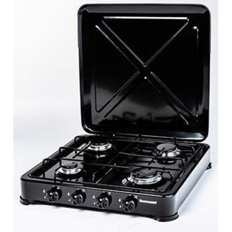 Ravanson K-04TB - Kochfeld mit 4 Gasbrennern, schwarz