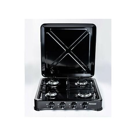 Ravanson k-04tb table de cuisson noire à gaz 4 zone(s)