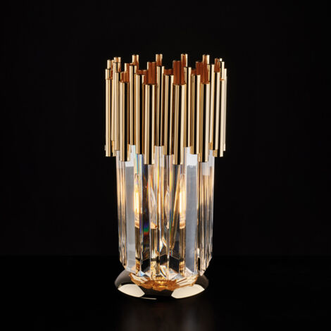 Ravel Lampe De Table En Fer Doré Et Strass 1 Lumière H.30 D.16 Bl268-Lt-Or