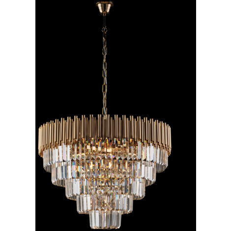 Ravel Lustre en fer doré et strass 9 lumières 107 d.62 BL268-9-OR