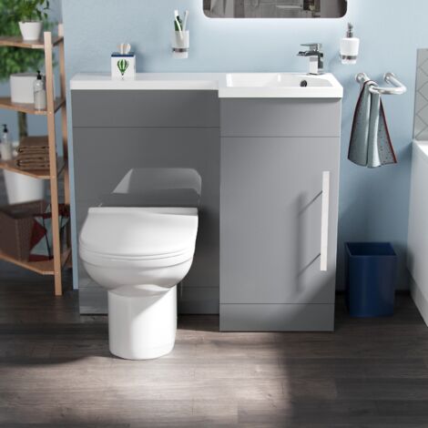 Raven LH 900mm Vanity Basin Unit, WC Unit & Elora Back to Wall Toilet White
