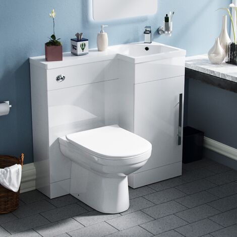 Raven RH 900mm Vanity Basin Unit, WC Unit & Elso Back to Wall Toilet White