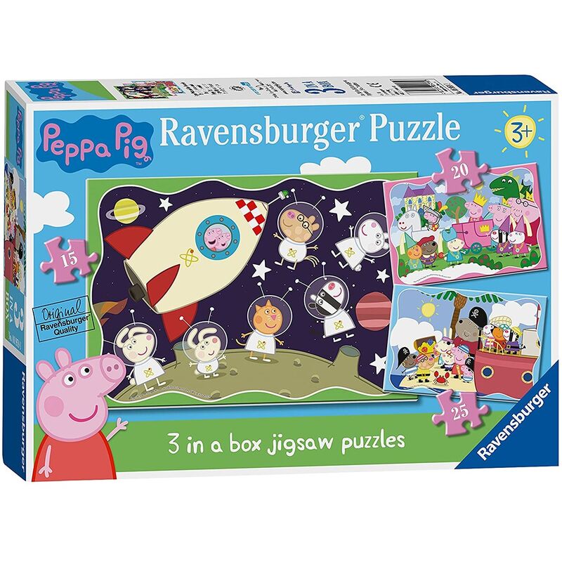 ravensburger - peppa pig 3 in box (15, 20, 25pc) jigsaw puzzles