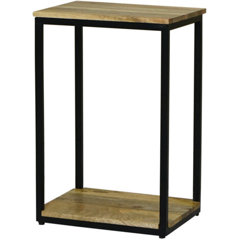 Ravi 4 Side Mini Side Table - Mango Wood/Iron - L31 x W41 x H61 cm - Mango Light Finish