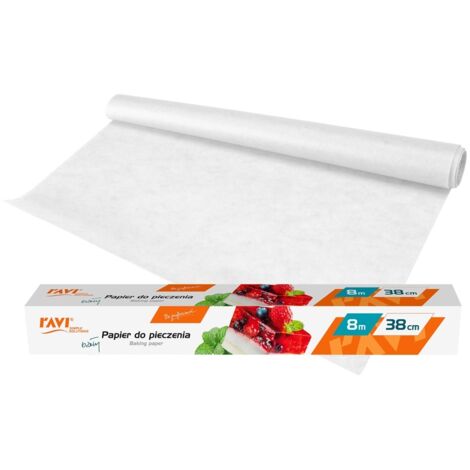 RAVI Backpapierrolle, 8 Meter, Breite 38 cm, weiß, beidseitig silikonbeschichtet