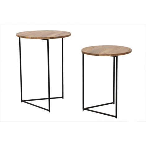 Ravi Large Stool - Mango Wood/Iron - L43 x W43 x H58 cm - Light Finish