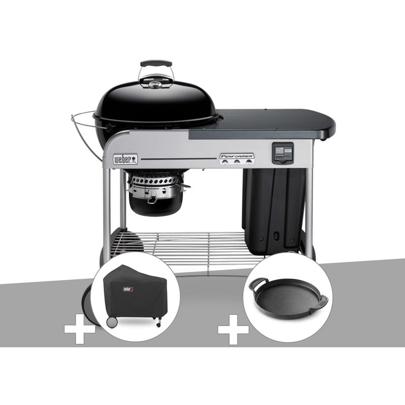 Barbecue à charbon Weber Performer Premium gbs 57 cm Noir + Housse + Plancha