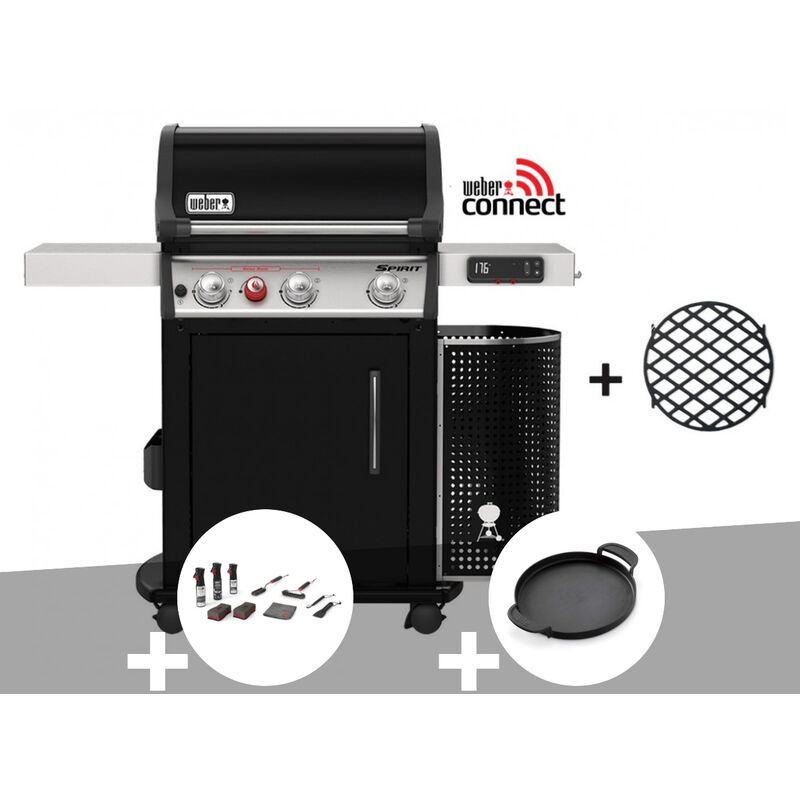 Weber - Barbecue à gaz intelligent Spirit EPX-325S gbs + Kit de nettoyage + Plancha