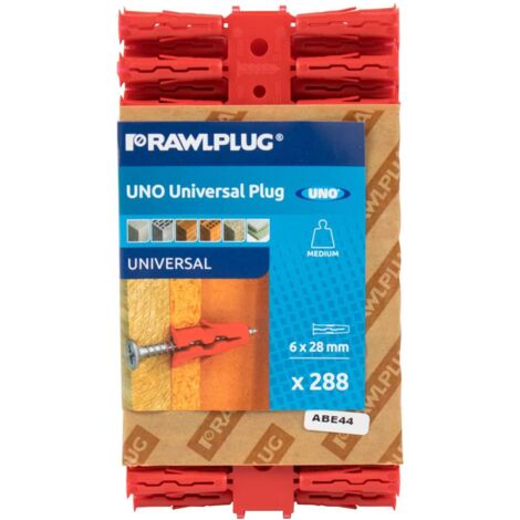 Rawlplug R-U1-MIX-RED-288 Red UNO Plugs 6 x 28mm (Pack 288) RAW68525