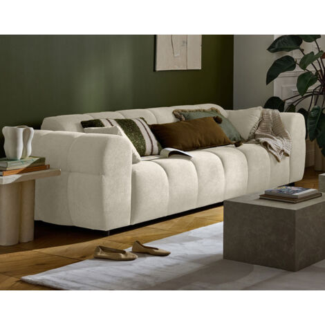 Ray - 3-sitzer einzelsofa aus strukturiertem stoff - beige