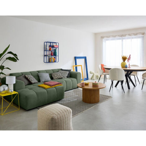 Ray - 4-sitzer ecksofa links - aus strukturiertem stoff - grün