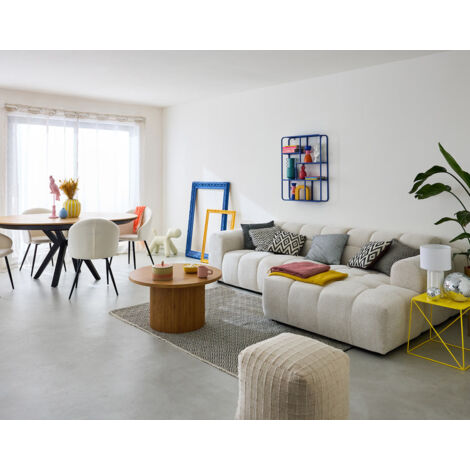 Ray - 4-sitzer ecksofa rechts - aus strukturiertem stoff - beige