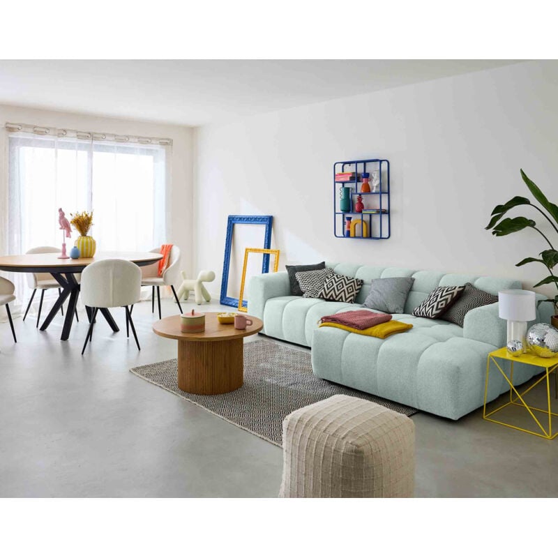 Lisa Design - Ray - canapé d'angle droit - 4 places - en tissu texturé - bleu