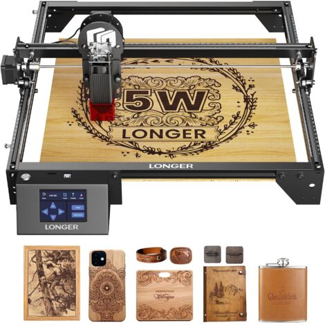 RAY5 5W Lasergravierer, hochpräzise effizient Touchscreen APP DIY für Metall Glas Holz, Laserspot 0,08x0,08mm, Arbeitsbereich 400x400mm