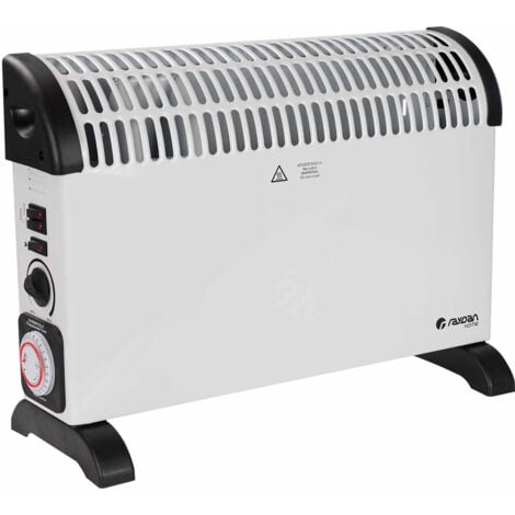 RAYDAN - Convector Eléctrico Bajo Consumo, Con Turbo y Temporizador, Sensor Antivuelco, Protección Sobrecarga, 3 Niveles de Potencia, 2000W, Blanco