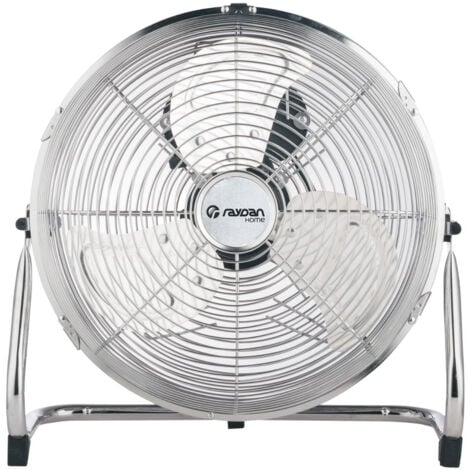 Raydan Home - Ventilador Industrial de Suelo Aero, Metal, 3 Aspas, 75W, Motor DC, 3 Velocidades, 1000-1300 rpm, Ultrasilencioso, 55dB, Estancias 50m², Dimensiones Ø40x50 cm (diámetro x altura), Plata