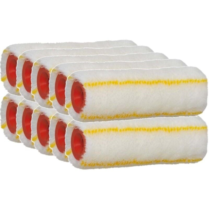 Rayé jaune rouleaux L.180mm Rota polyacrylique méché couvrant et économique poils: 12 mm (x10)