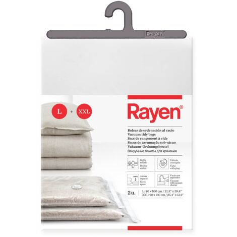 Rayen 6236 sottovuoto per Biancheria, Cloruro di polivinile (PVC), Confezione 2 Sacchi (80 x 100 cm y 90 x 130 cm), 3 unità