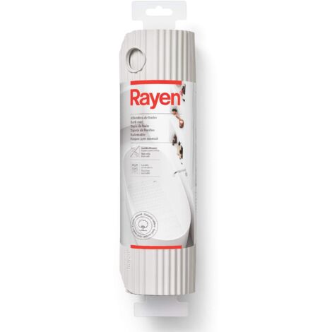 Rayen Alfombra para Baño Alfombrilla Rectangular Ducha o Bañera Máxima Caucho Natural Antideslizante Sujección con Ventosas de Alta Resistencia 86x33 cm Blanco