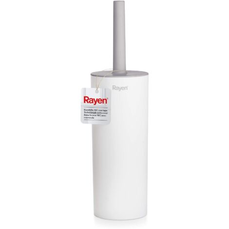 RAYEN - Balai brosse wc blanc avec couvercle