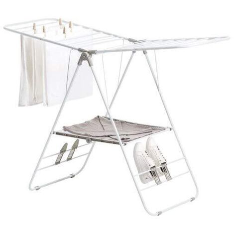 Rayen Corde à linge multifonctionnelle, matériau résistant, tiges XXL, surface de séchage de 16 m, maille de séchage délicate, 4 cintres, 145x61x98cm