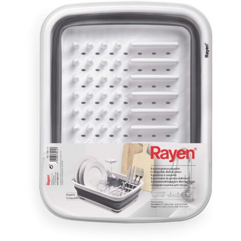 Rayen, Escurreplatos Plegable, Organización Eficiente, Ahorro de Espacio, Orificios de Drenaje, Patas Antideslizantes, Medidas: Extendido: 37,7 x 29,3 x 11,5 cm. Plegado: 37,7 x 29,3 x 5 cm.