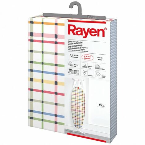 RAYEN - Housse table à repasser Medium easy clip XXL - 150 x 55 cm - carreaux multicolores