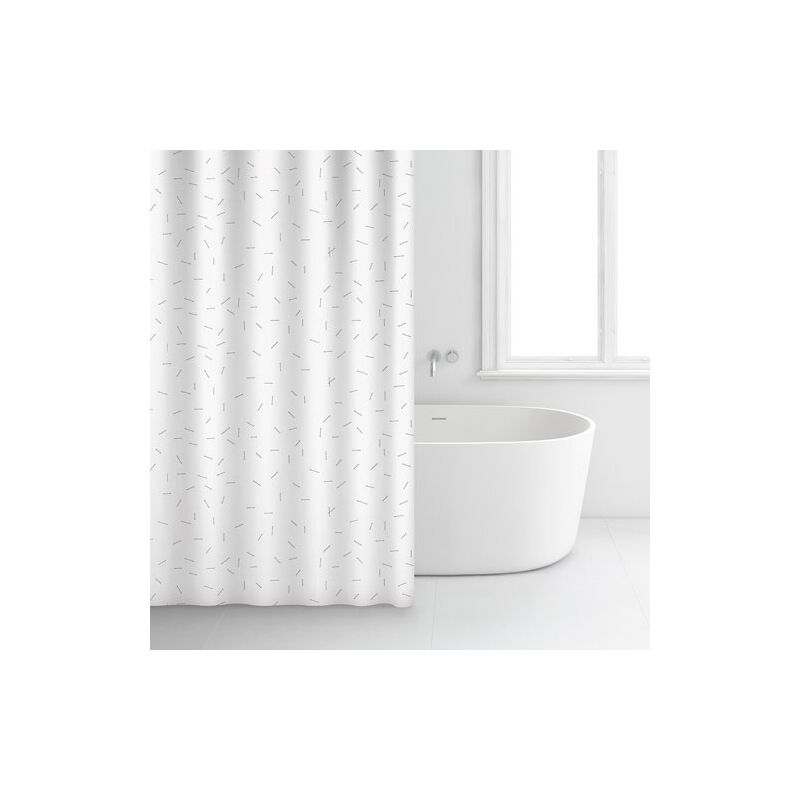 Rayen - Rideau douche 180x200 premium blanc motifs 100% coton