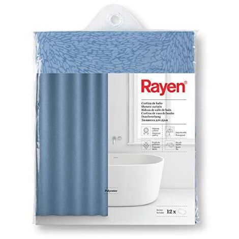 Rayen Tenda da bagno  Tenda da doccia o da bagno  Impermeabile  Poliestere  Asciugatura rapida  Opaca  Occhielli in PVC  Include 12 ganci  180 x 200 cm  Blu