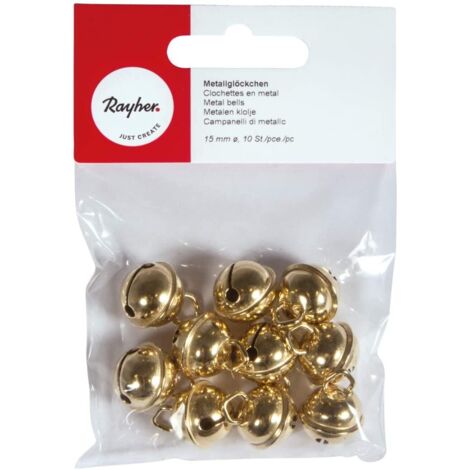 RAYHER - 10 PEZZI - CAMPANELLI IN METALLO SFERICI - Ø15MM - COLORE ORO