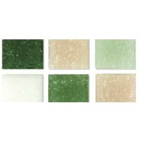 Rayher 1453008, Set tessere per mosaico, tasselli in vetro, piastrelle ideali per decorazioni e fai da te, 1x1 cm, ca. 1300 pz, sfumature di verde.