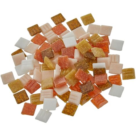 Rayher 1453031, Set tessere per mosaico, tasselli in vetro, piastrelle ideali per decorazioni e fai da te, 1x1 cm, ca. 1300 pz, sfumature di marrone