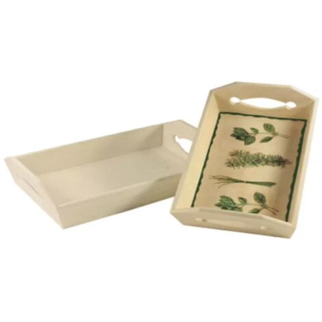 RAYHER - 2 PEZZI - SET DI VASSOI IN LEGNO 27X17CM E 31X20CM